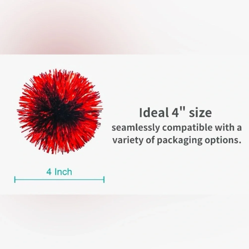 4 Red Metallic Pom Pom Bows for Party Gift Wrap